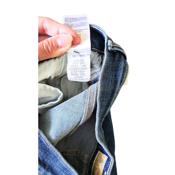 MOTHER Jeans Denim The Insider Crop Step‎ Fray High Rise Blue Wash Pants Sz 27 - Picture 10 of 11